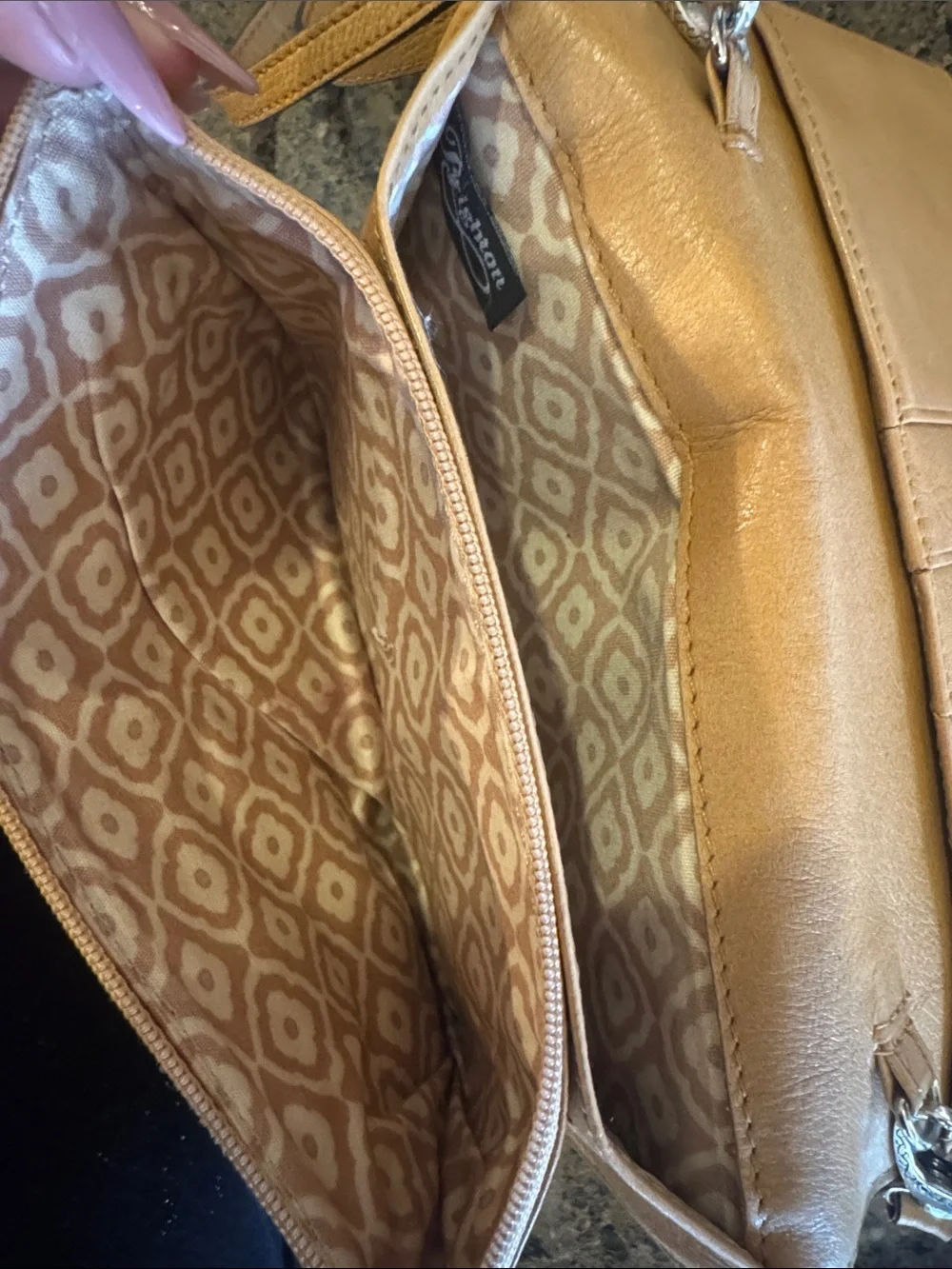 Brighton Camel light yellow  Crossbody with Embossed Floral Medallion sm purse